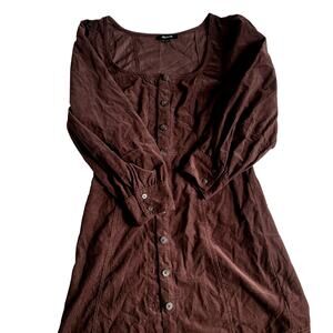 Cottagecore Madewell Corduroy Espresso Chocolate Brown Button Mini Dress